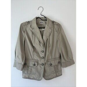 Converse One Star Womens Medium Beige Button Front Jacket Blazer Lightweight